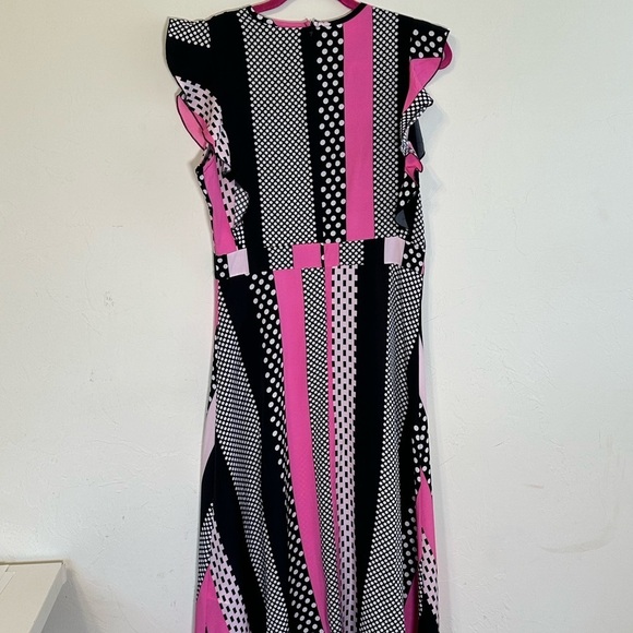 NWOT Women’s polka dot/stripe multi color dress Sz. M - Picture 6 of 13